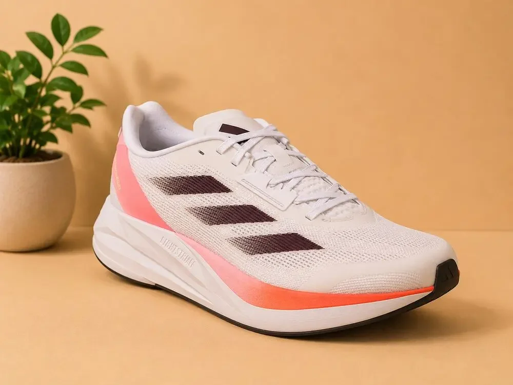 USED Adidas Men's Duramo Speed, White/Aurora Met./Solar Red, 12